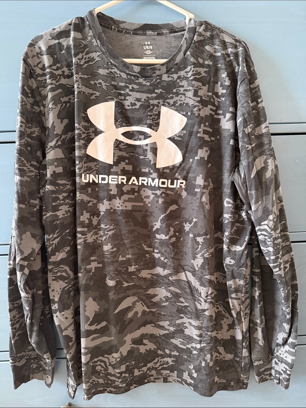 Under Armour Black & Gray Camo Long Sleeve Logo Shirt